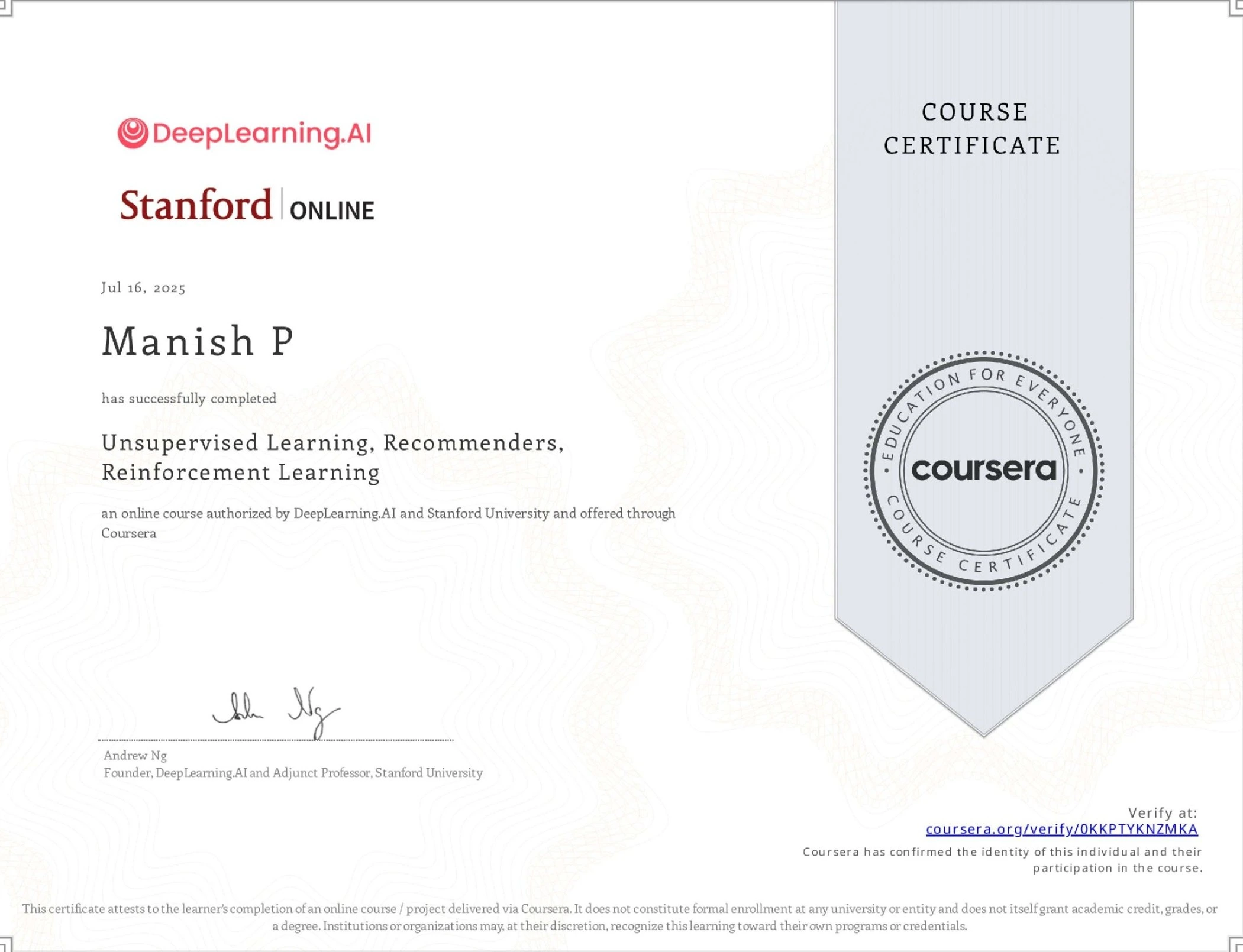 Unsupervised Learning, Recommenders, Reinforcement Learning